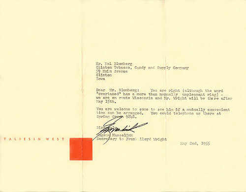 Blumberg Letter 5-2-55