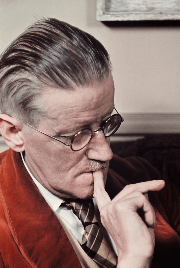 James Joyce, at home rue Edmond-Valentin, Paris (1939), photographed by Gisèle Freund.