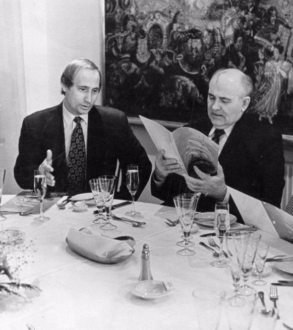 Vladimir Putin and Mikhail Gorbachev